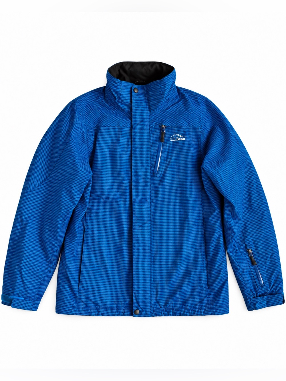 L.L. Bean Insulated Ski Jacket Winter Coat Blue Black Houndstooth Men’s Size S
